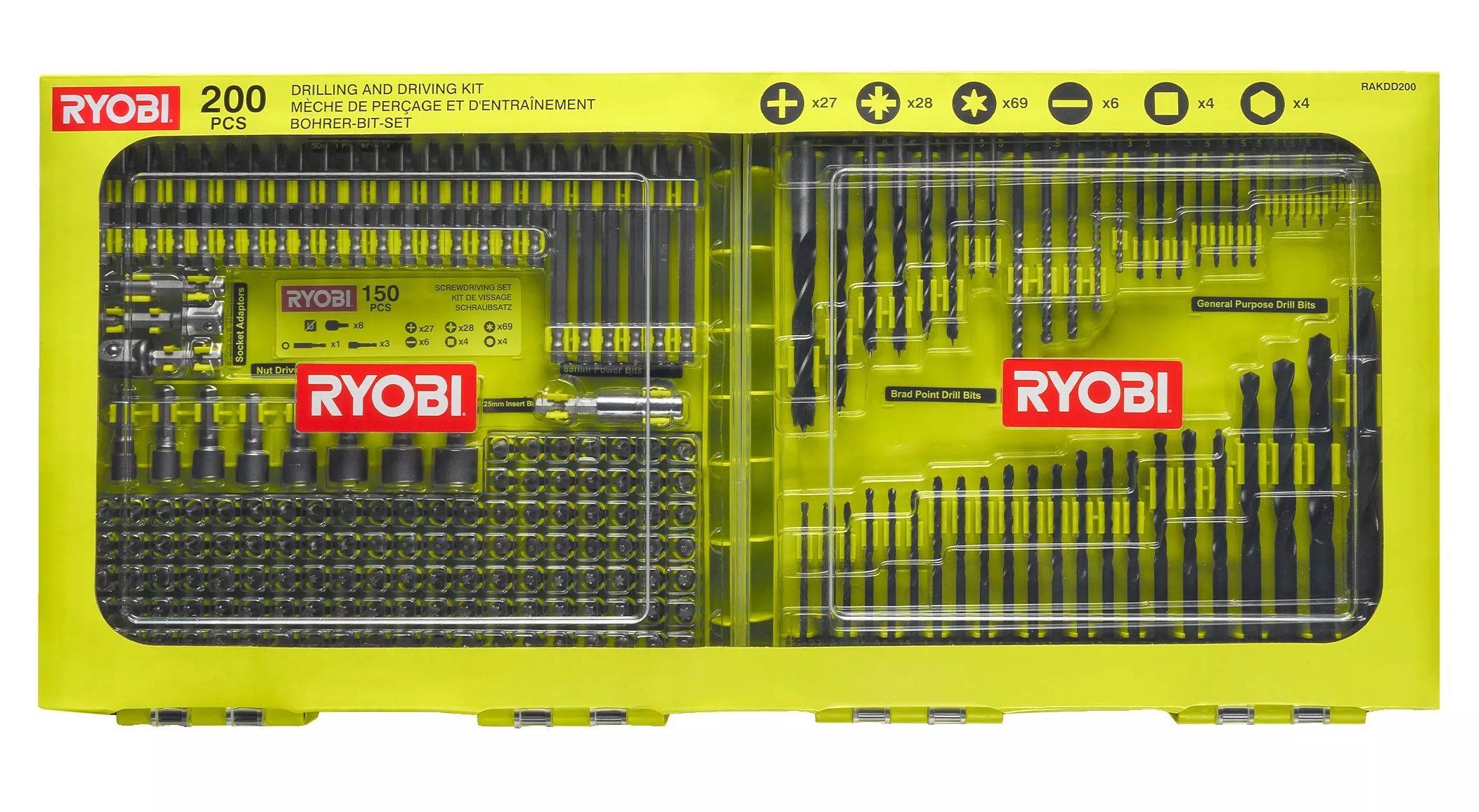 Купить набор сверл Ryobi RAKDD200, 200шт в Житомире