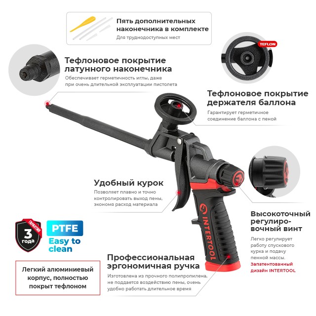 Пістолет для піни Intertool PT-0610 огляд - фото 8