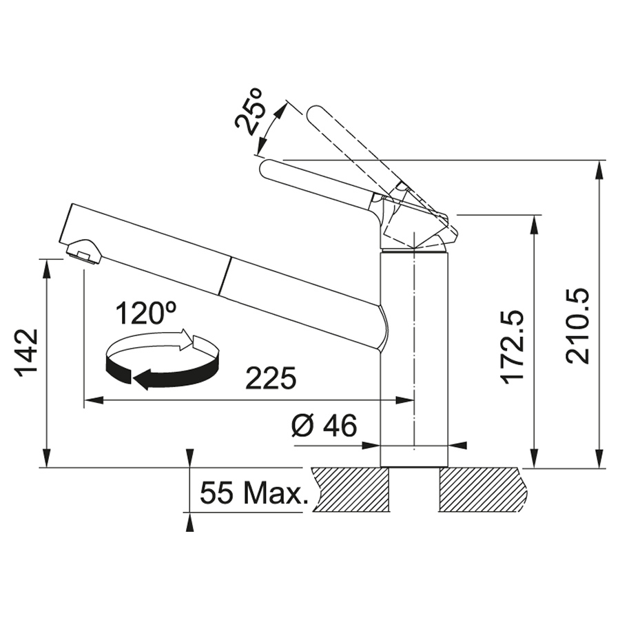 Franke Orbit Pull Out Бежевый [115.0623.136] Габаритные размеры