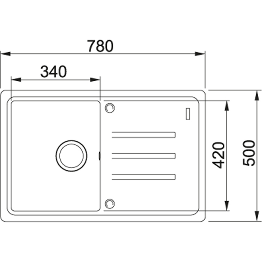 Franke Malta BSG 611-78 (500) (фраграніт) 114.0667.449 Габаритні розміри