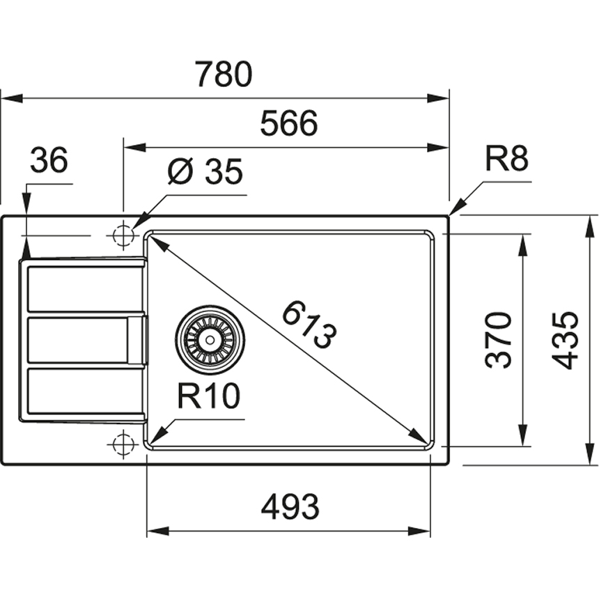 Franke Sirius S2D Slim 611-78 XL (тектонайт) 143.0627.385 Габаритные размеры