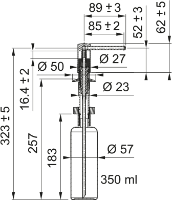 Franke Comfort/119.0584.065/350 мл/хром Габаритні розміри