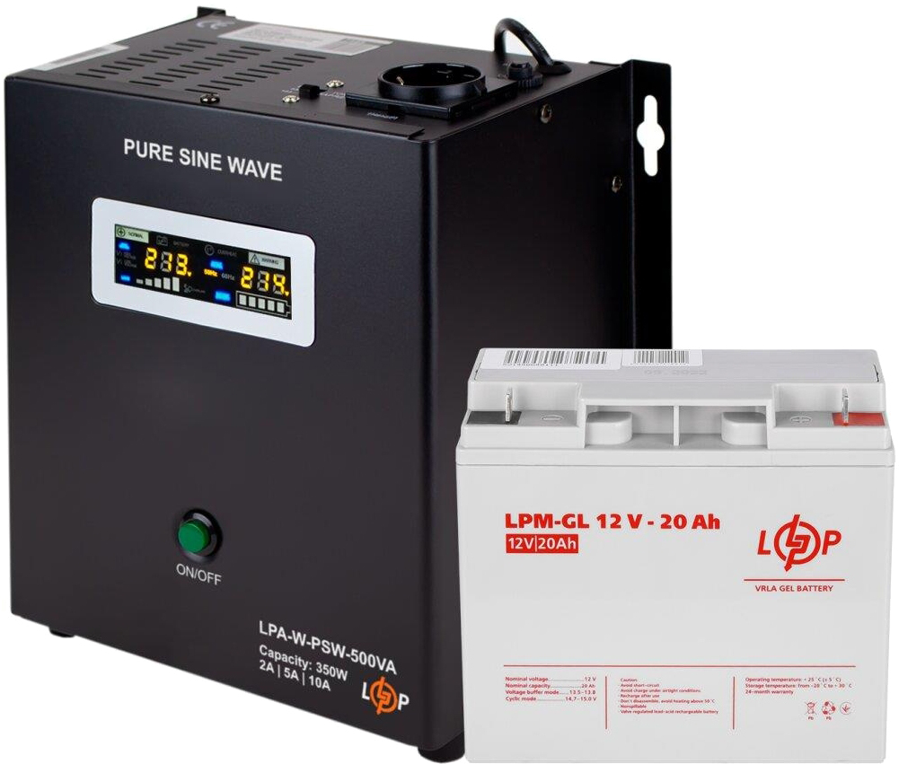 Комплект для резервного живлення LogicPower LPA-W-PSW-500VA + акумулятор LPM-GL 12V-20Ah (13598)
