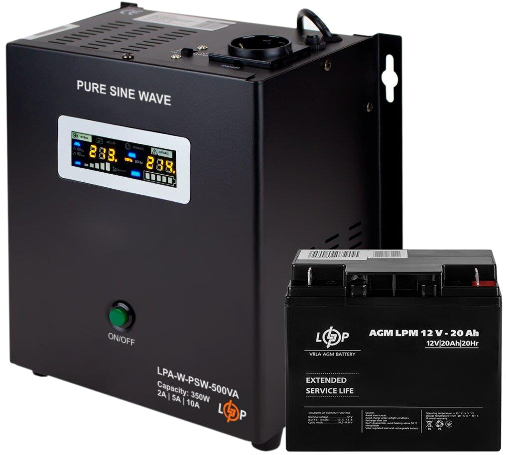 Комплект для резервного живлення LogicPower LPA-W-PSW-500VA + акумулятор AGM LPM 12V-20Ah (13338) в інтернет-магазині, головне фото