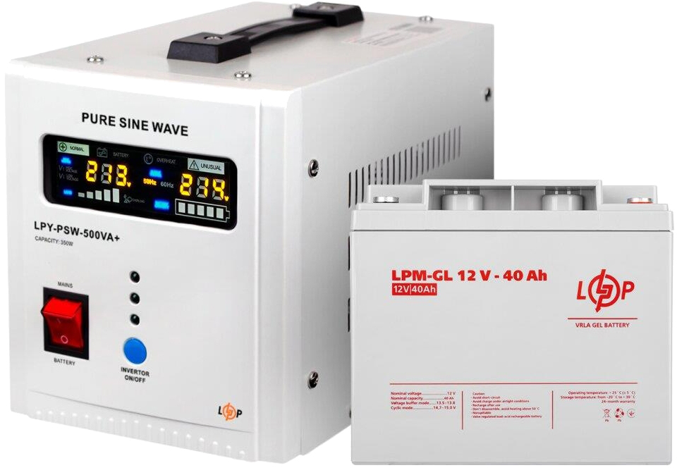 Цена комплект резервного питания LogicPower LPY-PSW-500VA + аккумулятор LPM-GL 12V-40Ah (14022) в Запорожье