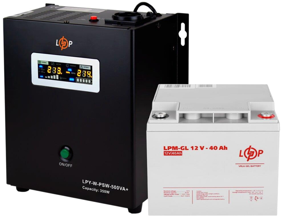 Комплект для резервного живлення LogicPower LPY-W-PSW-500VA+LP LiFePO4 12V-50Ah (14014)