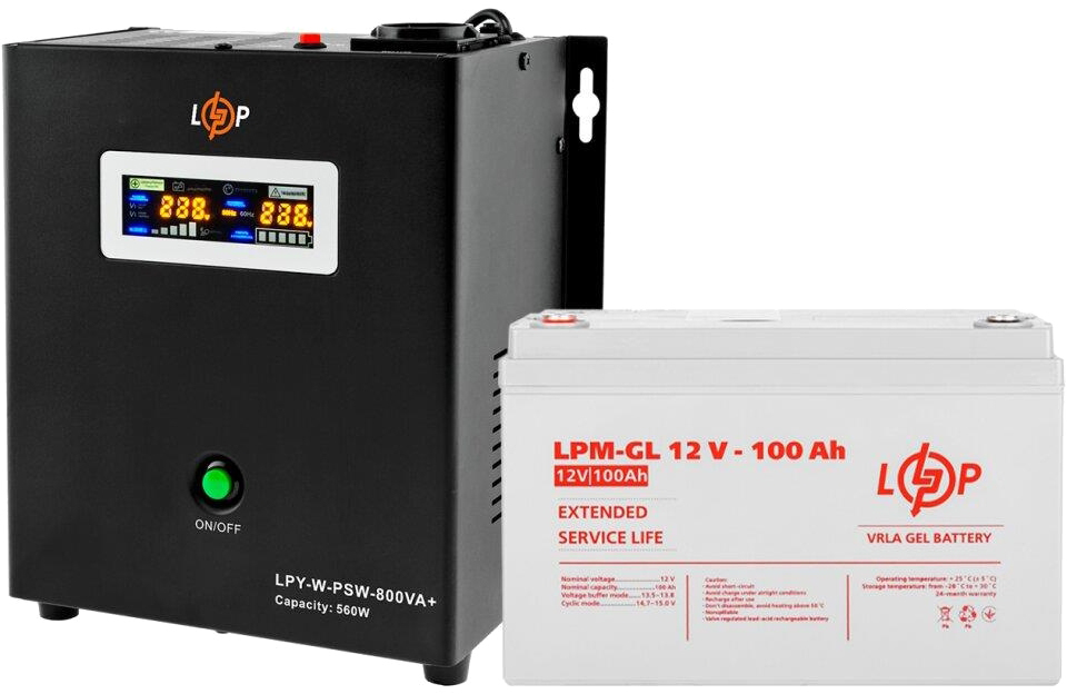 Комплект для резервного живлення LogicPower LPY-W-PSW-800VA + гелевий акумулятор 65Ah (9830) в інтернет-магазині, головне фото