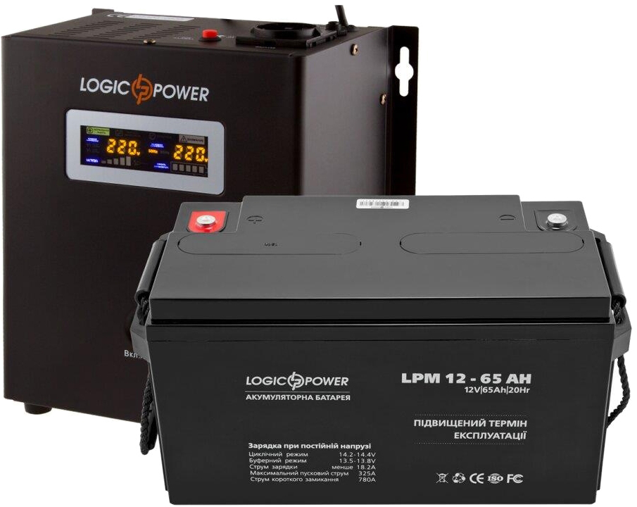 Комплект для резервного живлення LogicPower LPY-W-PSW-500VA + акумулятор AGM LPM 12V-65Ah (13592) в інтернет-магазині, головне фото