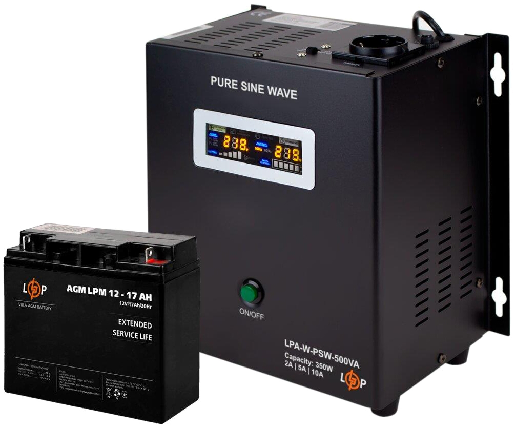 Комплект для резервного живлення LogicPower LPA-W-PSW-500VA + гелевий акумулятор LPM 12V-17Ah (14009) в інтернет-магазині, головне фото