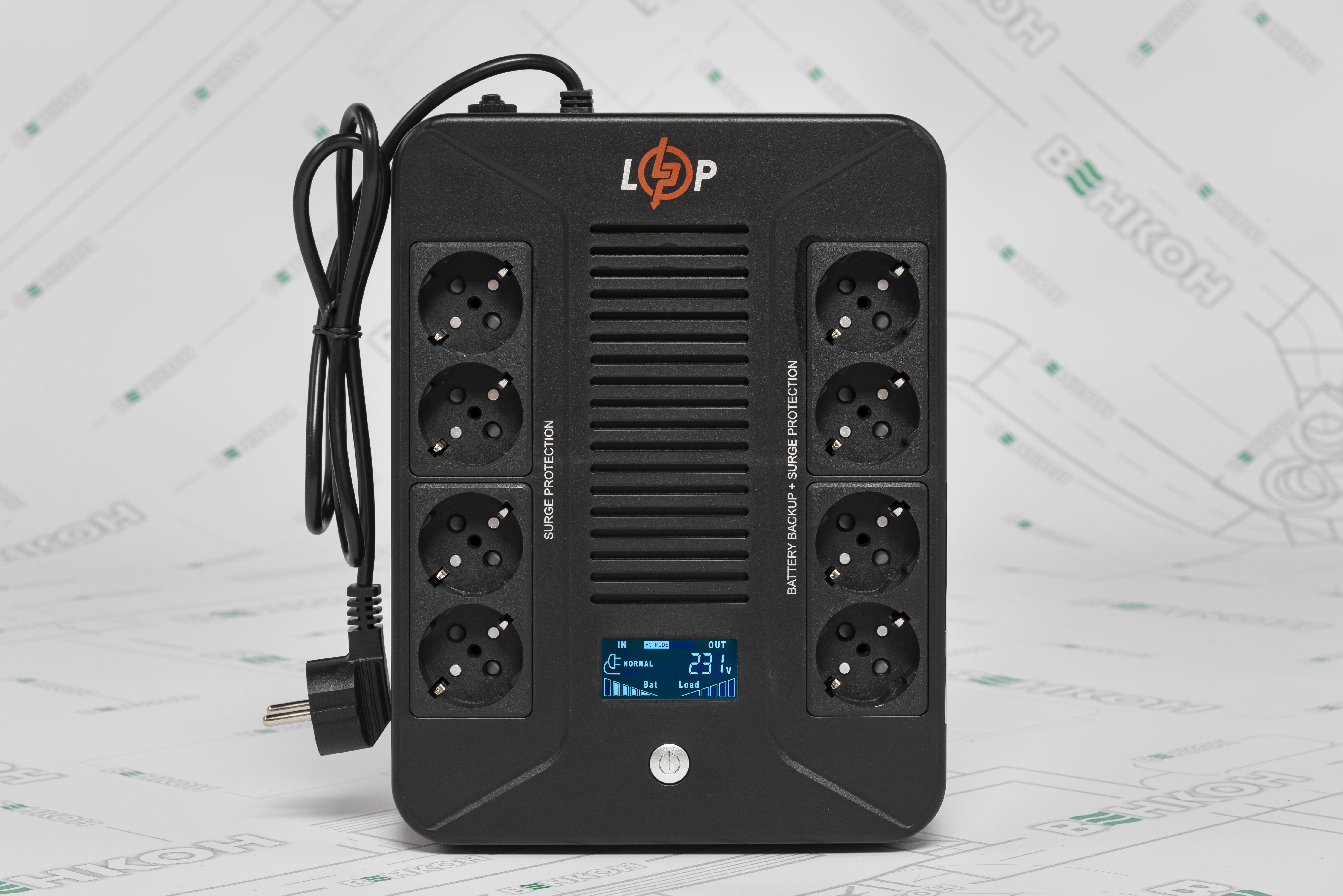 Джерело безперебійного живлення LogicPower UPS LP-UL1000VA-8PS (600Вт) (16162) ціна 3902 грн - фотографія 2