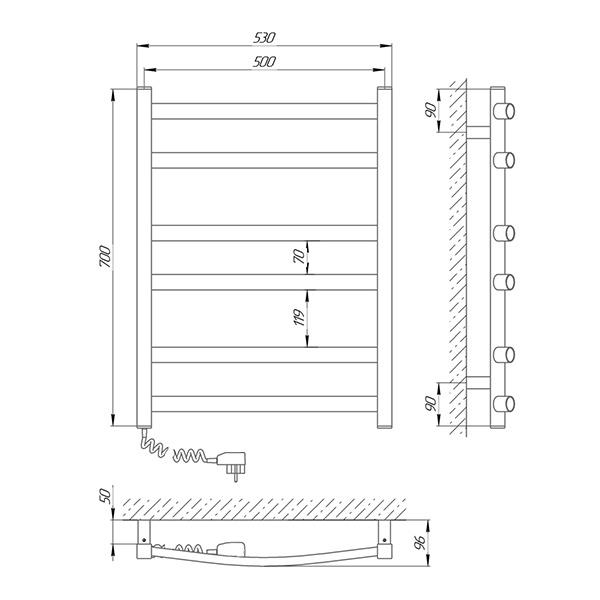 Полотенцесушитель Eraflyme EF700L black обзор - фото 8