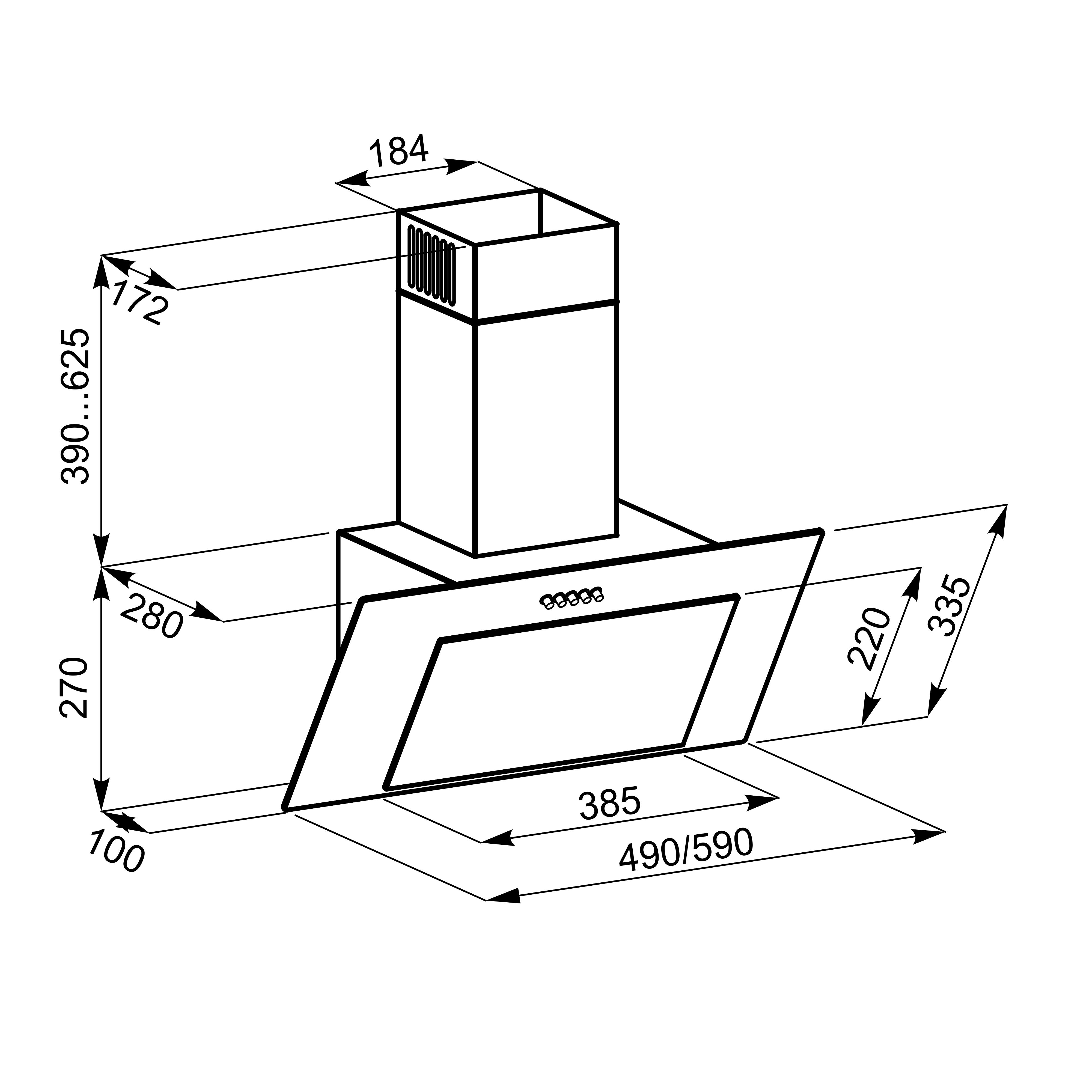 Eleyus Vertical 700 50 WH Габаритные размеры