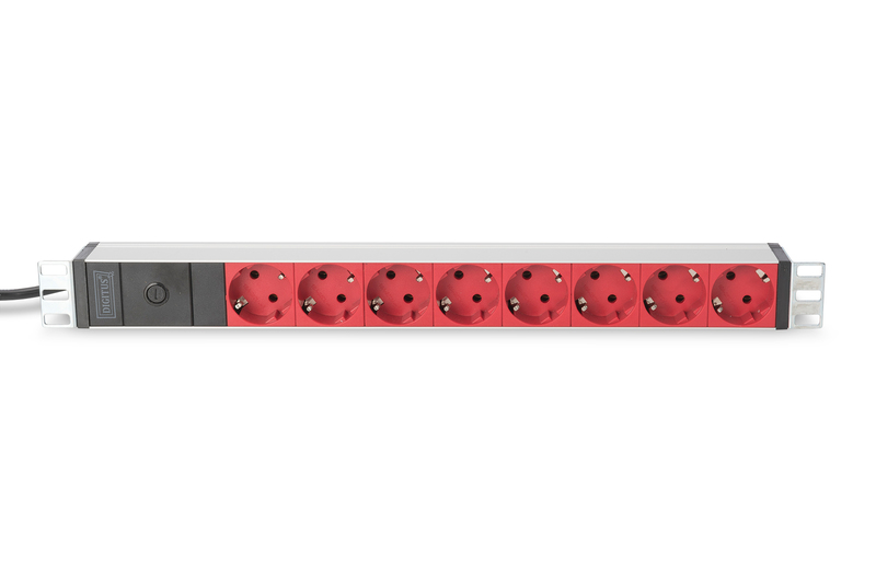 Блок розеток Digitus 1U, 8xSchuko red, 10A, 250V, C14 цена 2700.00 грн - фотография 2