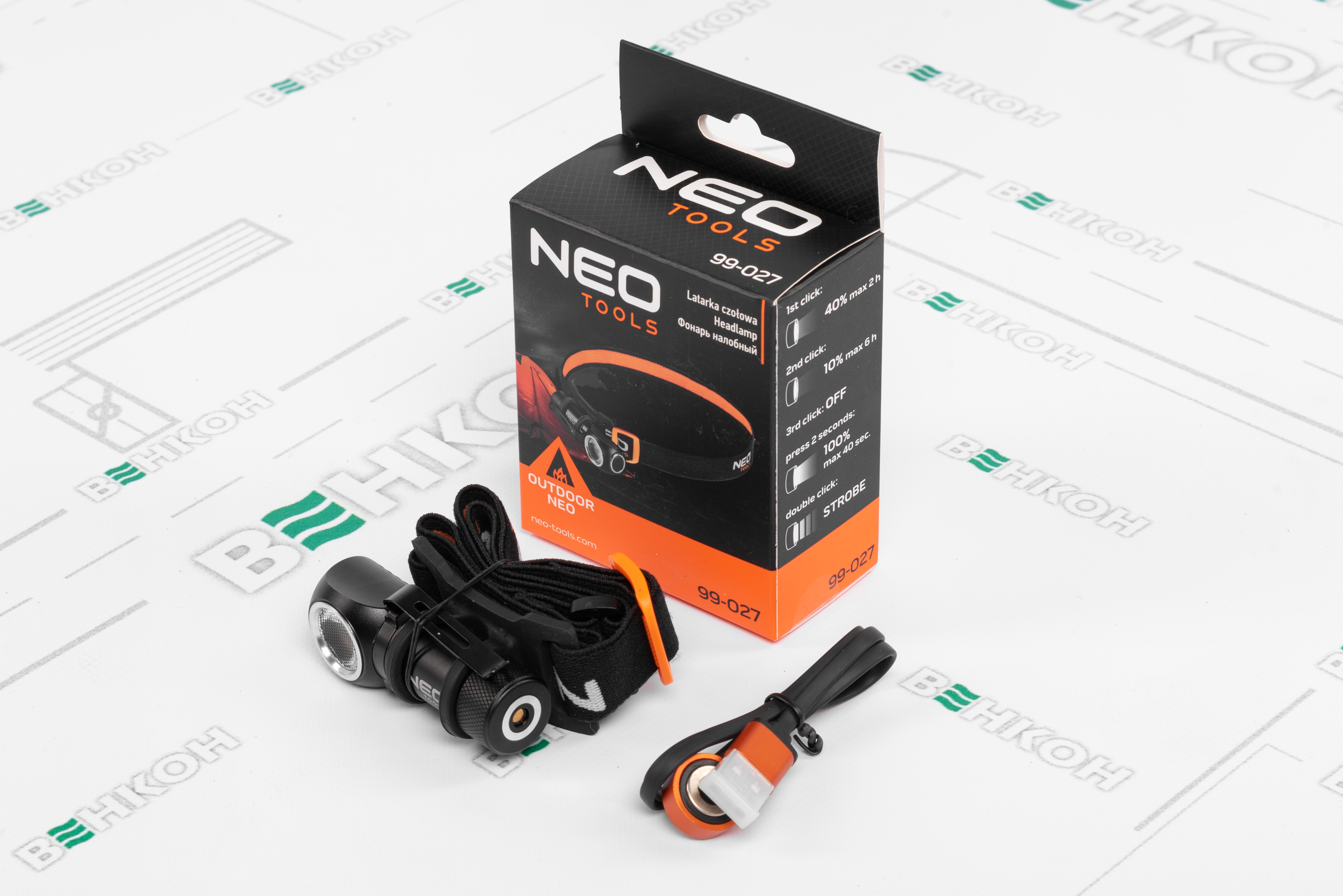 обзор товара Налобный фонарик Neo Tools 99-027 - фотография 12