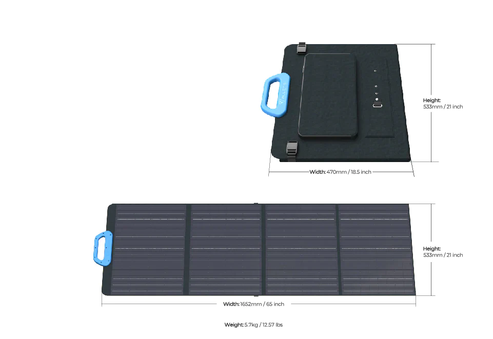 Bluetti PV120 Solar Panel Габаритні розміри