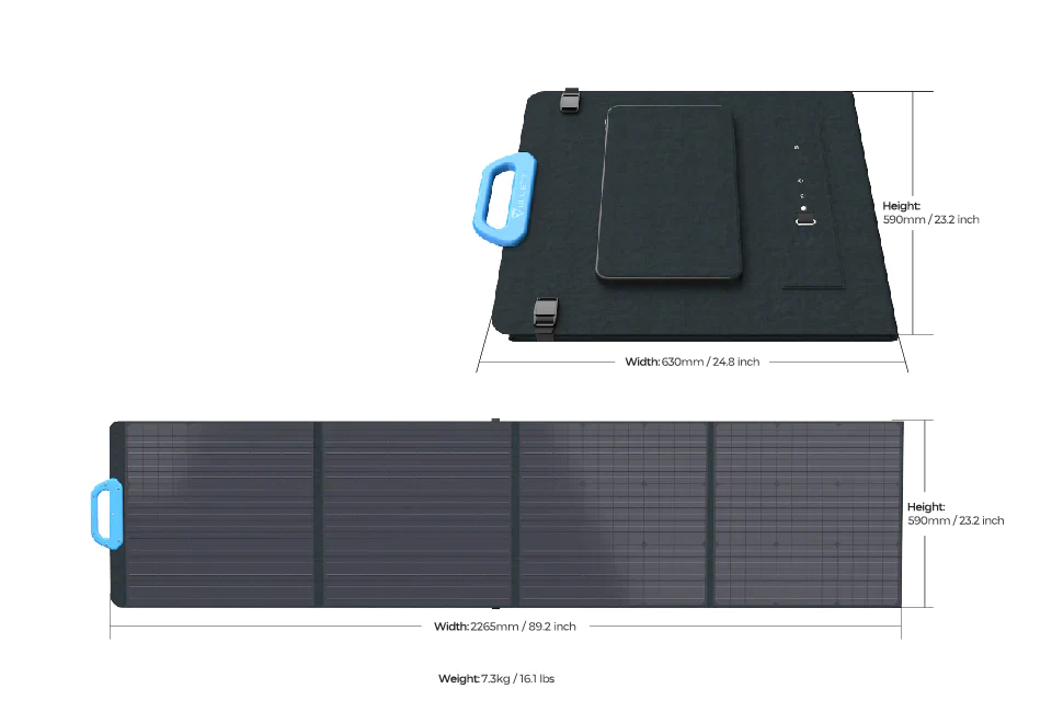 Bluetti PV200 Solar Panel Габаритные размеры