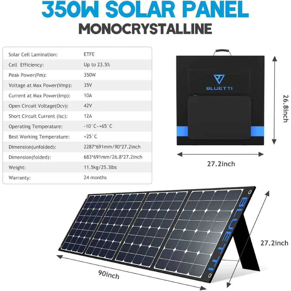 Bluetti SP350 Solar Panel Габаритні розміри