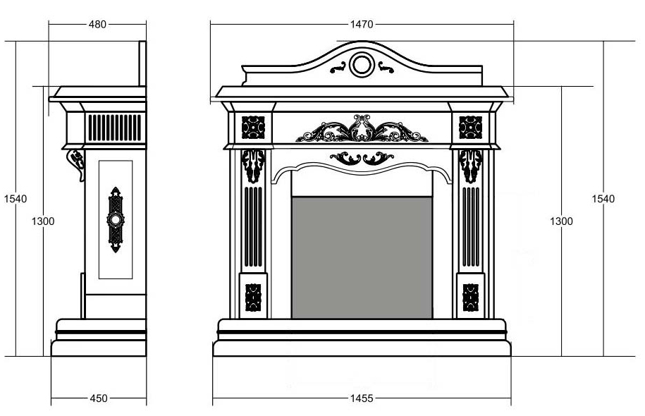 Dimplex IDaMebel LONDON Symphony 2608 Габаритні розміри