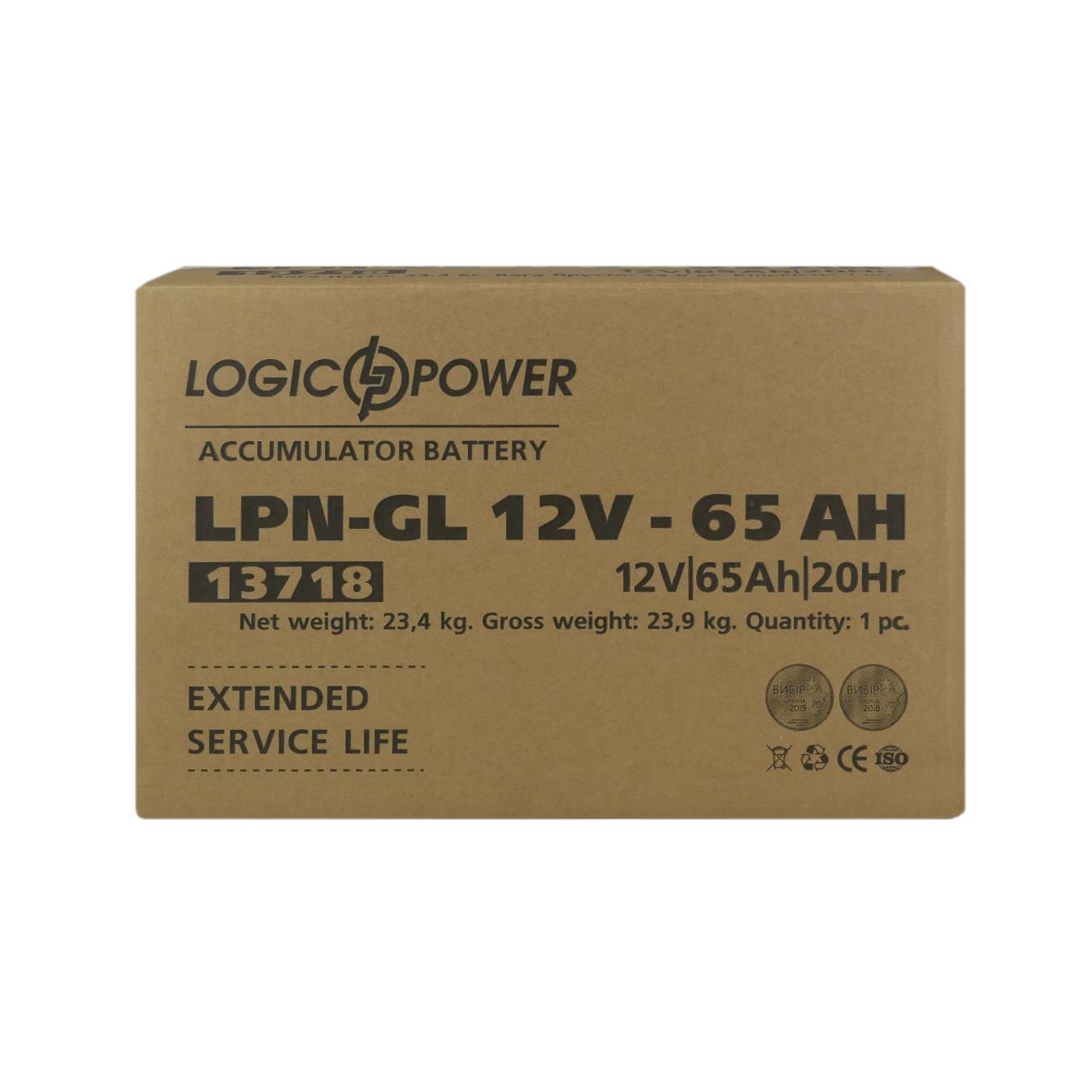 Аккумулятор гелевый LogicPower LPN-GL 12V - 65 Ah (13718) характеристики - фотография 7