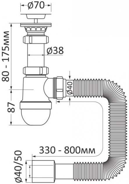 Rozzy Jenori RSW405080-2 Габаритні розміри