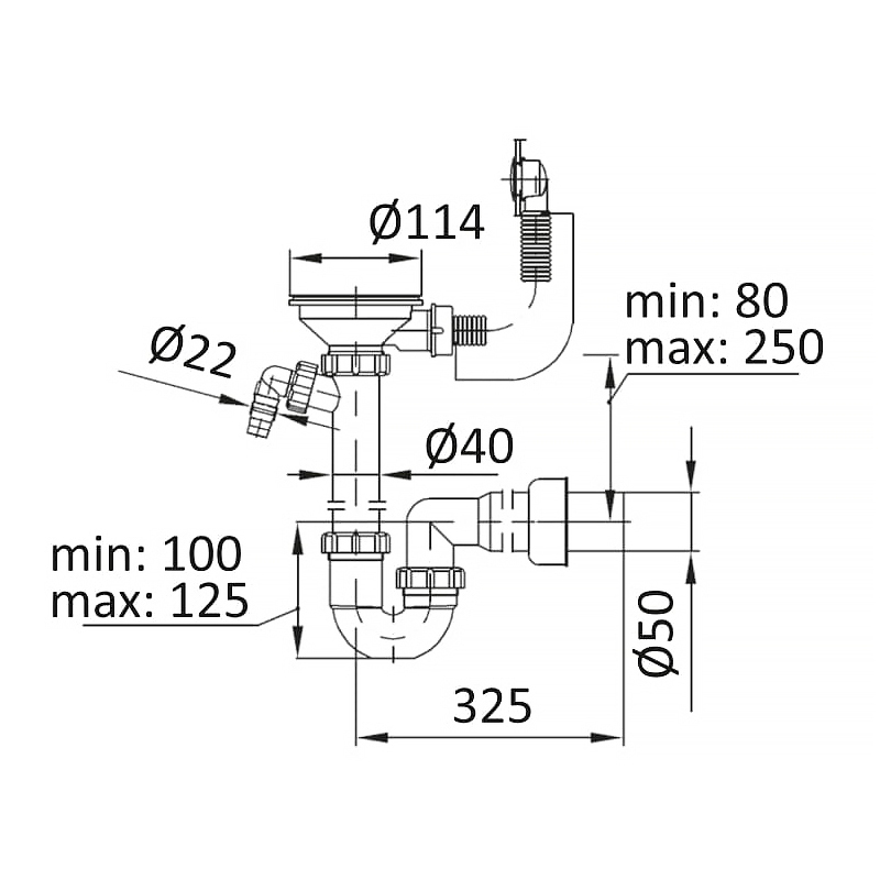 Imprese SKR114325050 Габаритні розміри