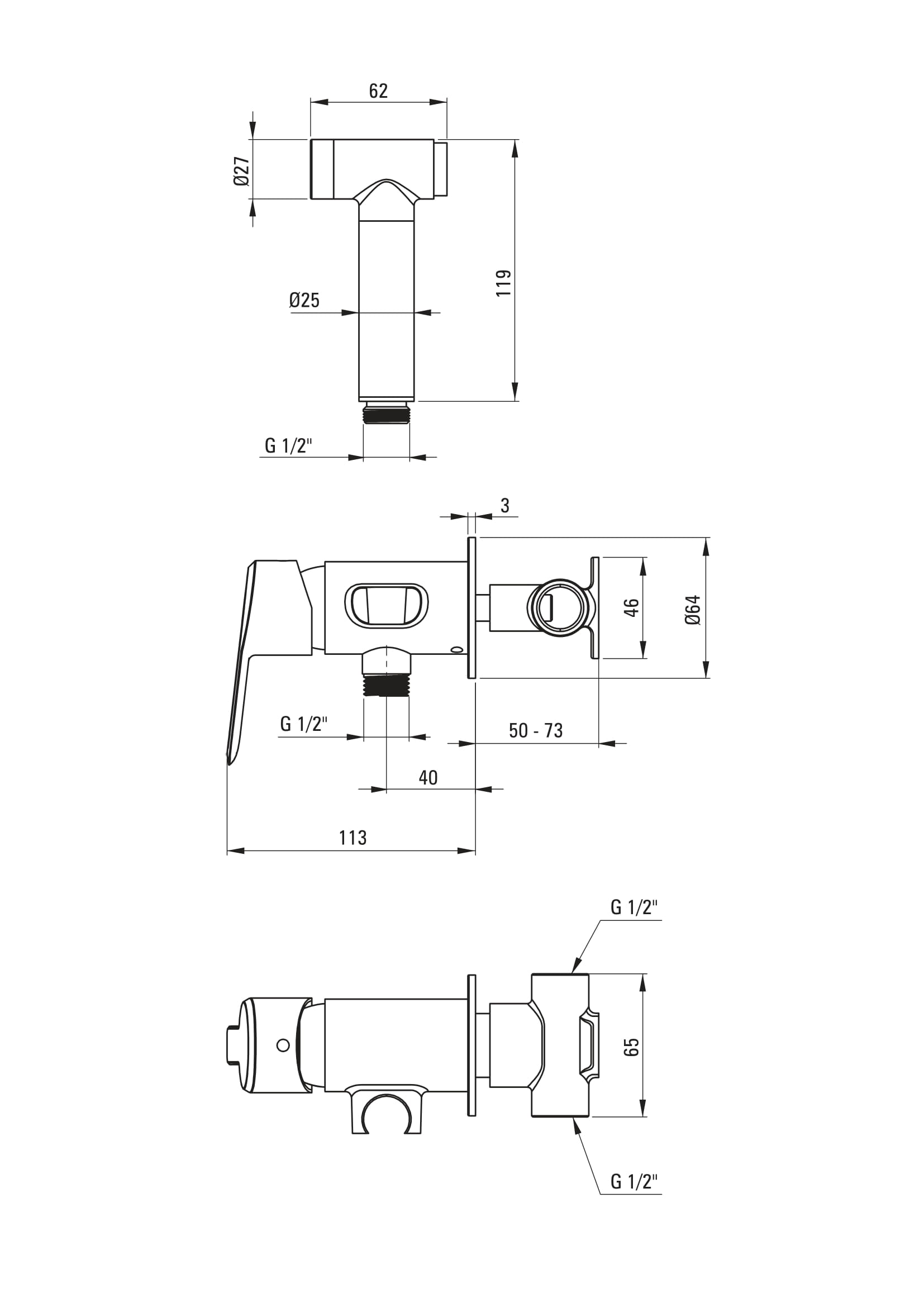 Deante Arnika BQA 034M Габаритні розміри