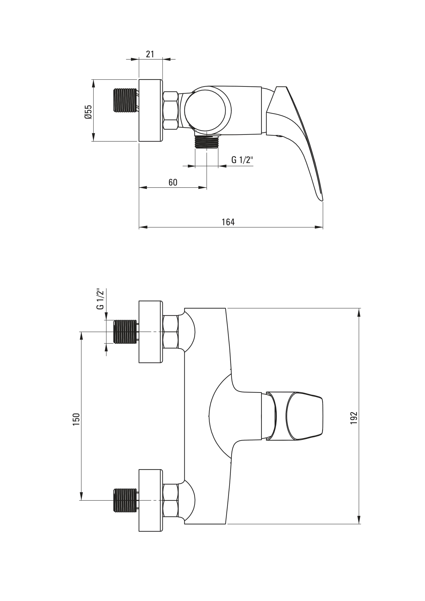 Deante Cynia BCY 040M Габаритні розміри