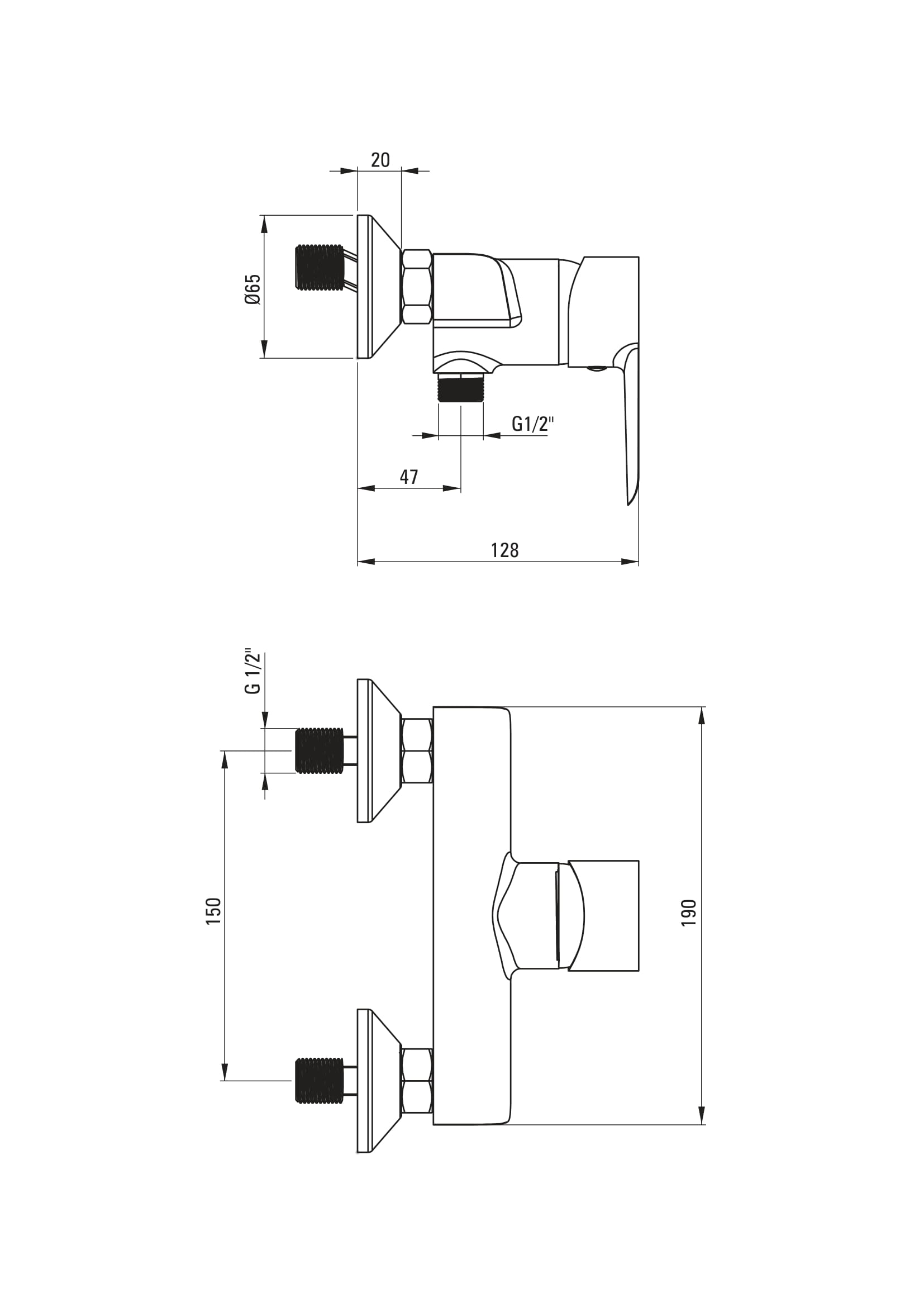 Deante Corio BFC 040M Габаритні розміри