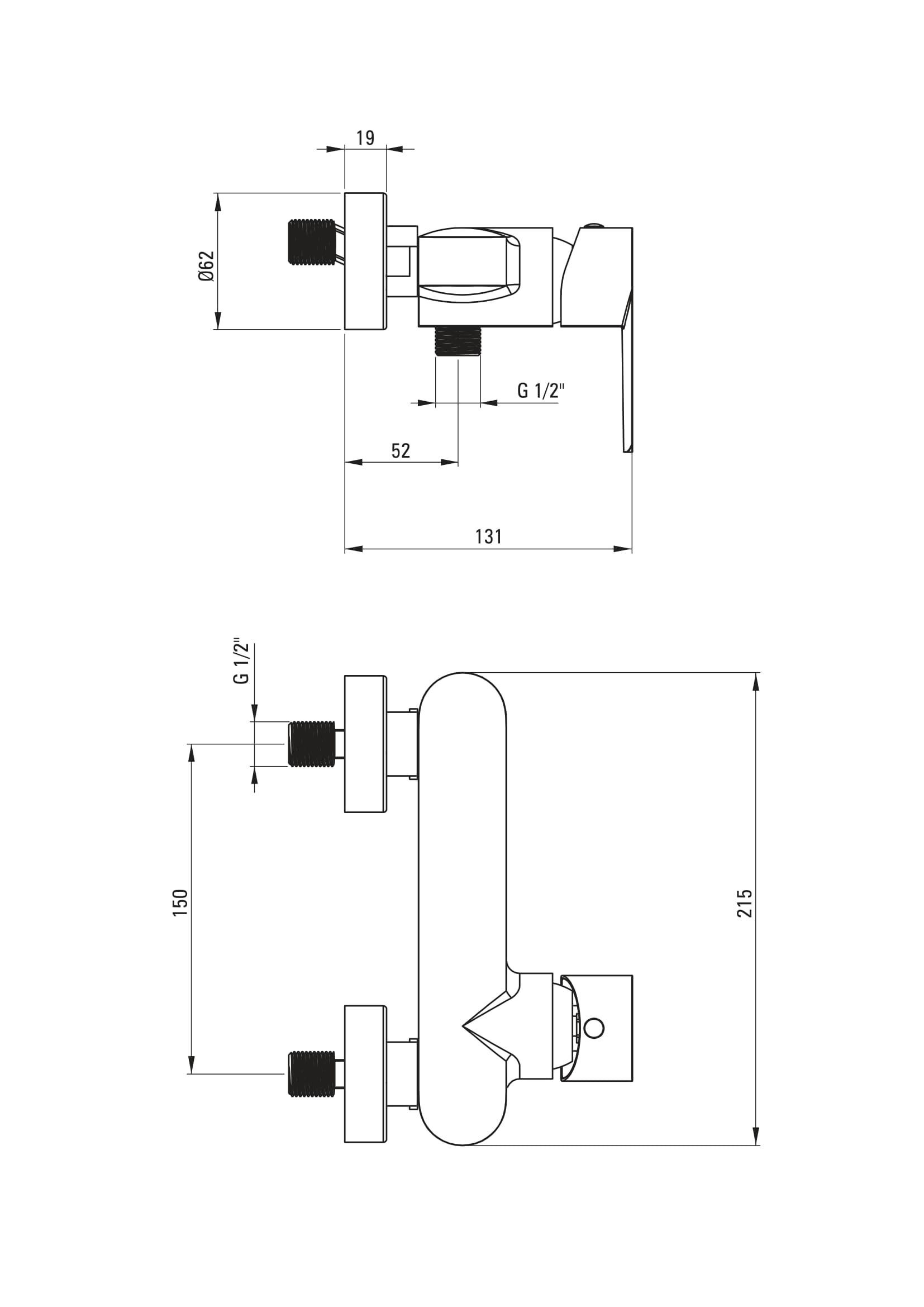 Deante Agawa BQG 040M Габаритні розміри