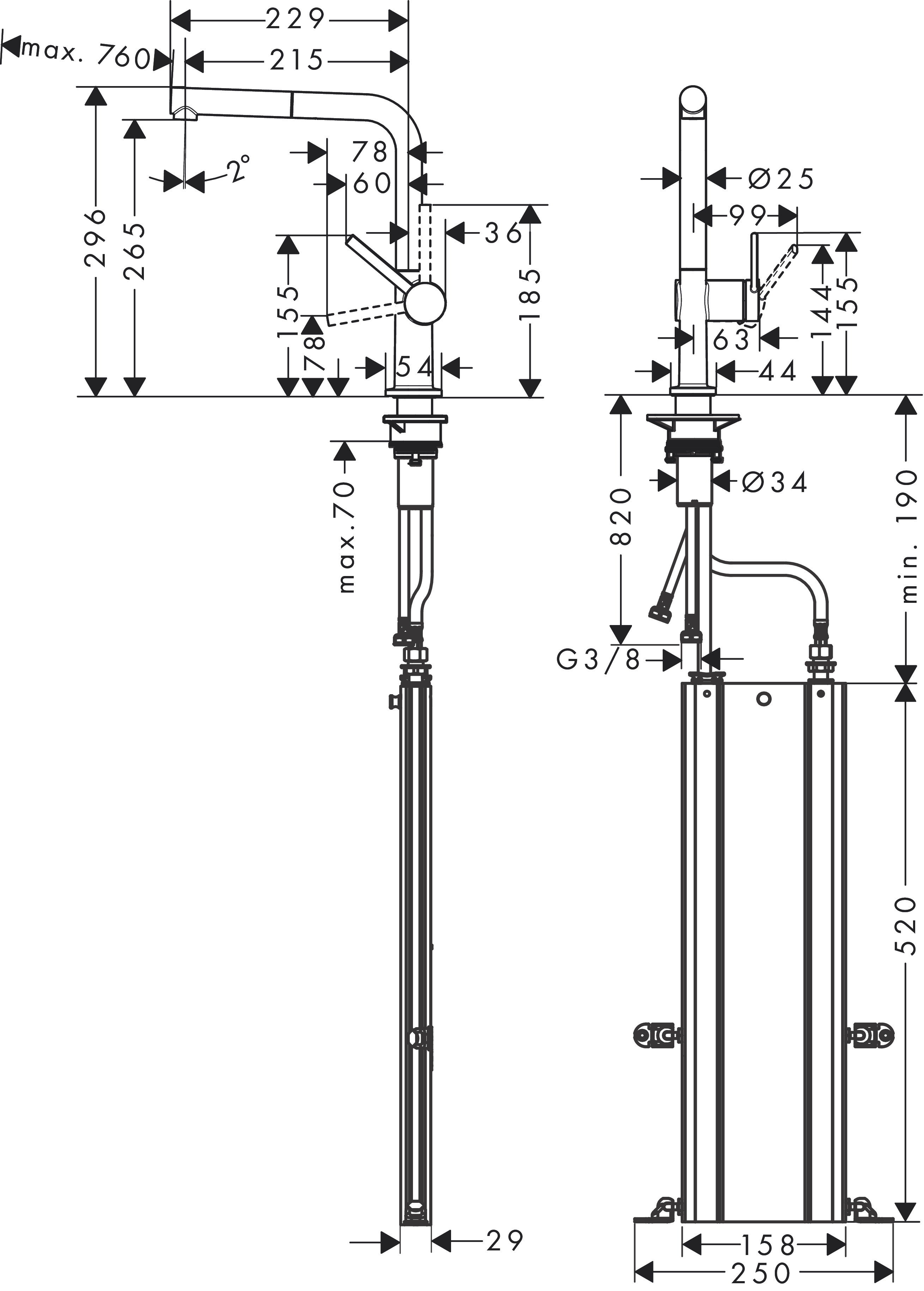 Hansgrohe Talis M54 72809000 Габаритні розміри