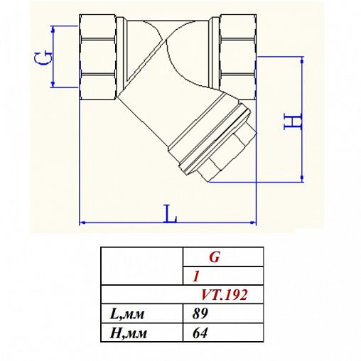 Valtec 1" (VT.192.N.06) Габаритные размеры