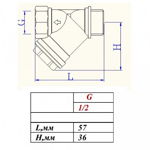 Valtec 1/2" (VT.191.N.04) Габаритні розміри