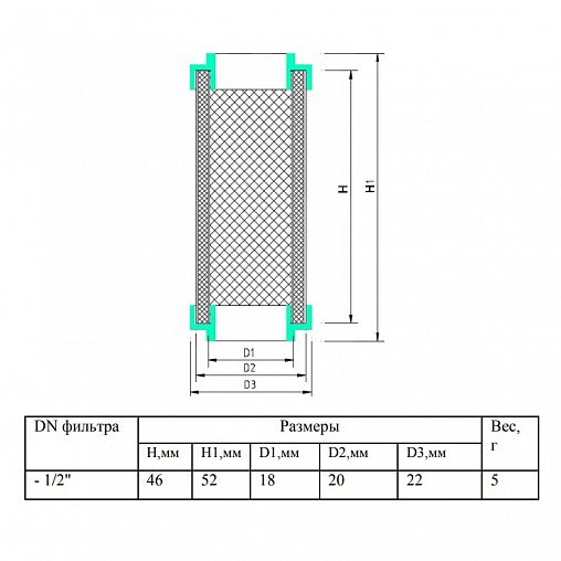 Valtec 1/2" (VT.0117.N.04) Габаритные размеры