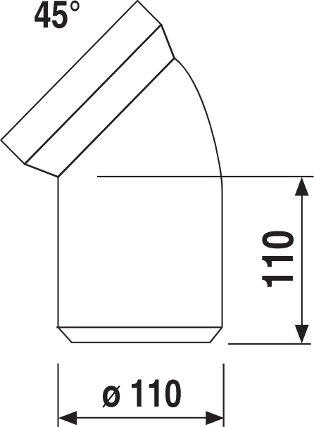 Sanit Ø110х45° (58.102.01..0000)  Габаритні розміри