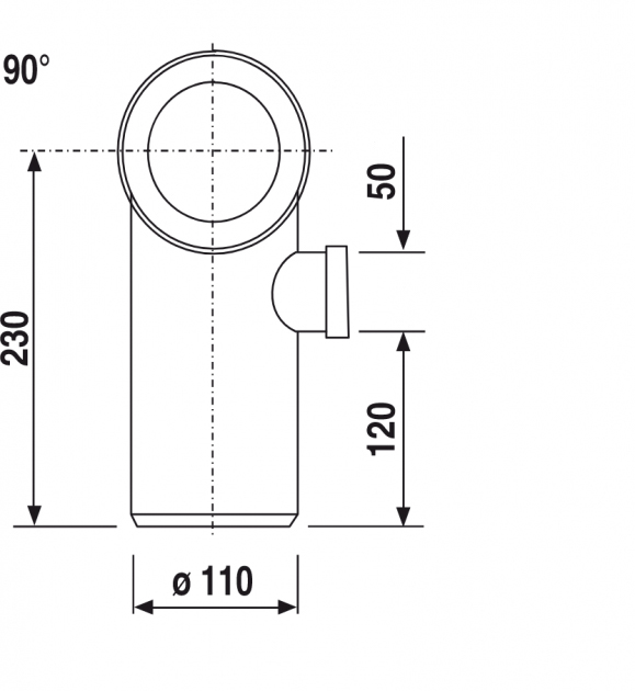 Sanit Ø110xØ50х90°(58.104.01..0000)  Габаритные размеры