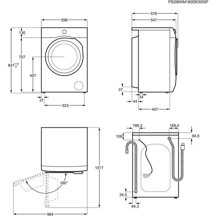 Electrolux EW6F448BUU Габаритні розміри