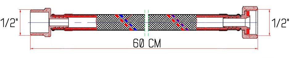 SD Forte 1/2"x1/2" ВЗ 60 см SF382W60 Габаритні розміри