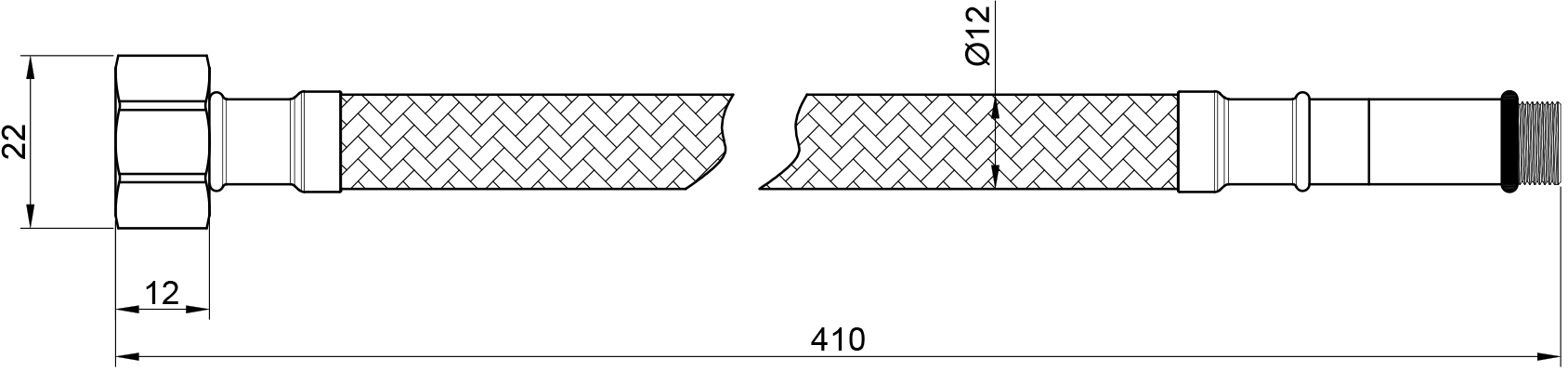 SD Plus 1/2"хМ10 40 см (пара) SD396W40 Габаритні розміри