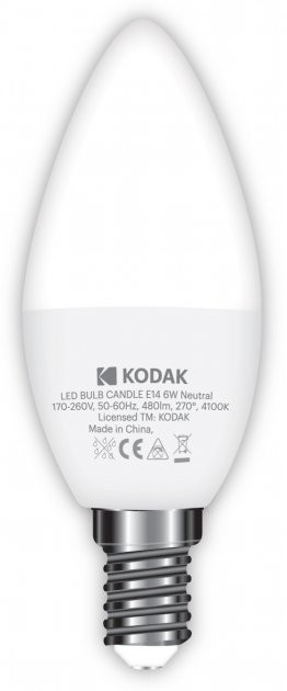 світлодіодна лампа Kodak C37, 6W, 4100K ціна 53.90 грн - фотографія 2