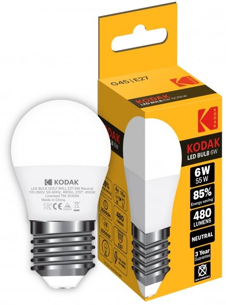 Светодиодная лампа мощностью 6 Вт Kodak G45, 6W, 4100K