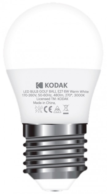 светодиодная лампа Kodak G45, 6W, 3000K цена 96.20 грн - фотография 2