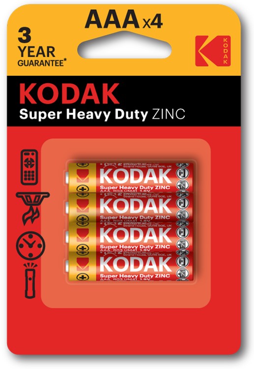 Carbon-Zinc батарейки Kodak Extra Heavy Duty R3 [BLI 4]