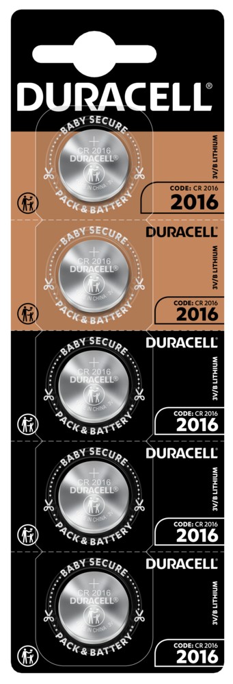 Батарейки типа CR2016 Duracell DL2016 DSN 5шт.
