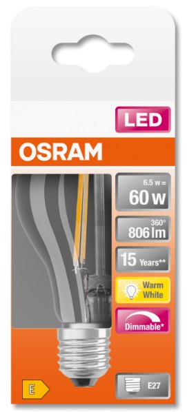 в продаже Светодиодная лампа Osram Led Retrofit FIL Classic E27 7,5W 827 2700K 806Lm Dimm (4058075115958) - фото 3