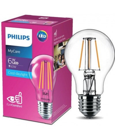 Світлодіодна лампа Philips форма груша Philips Ledclassic E27 6W 6500K 220V (929001974613)