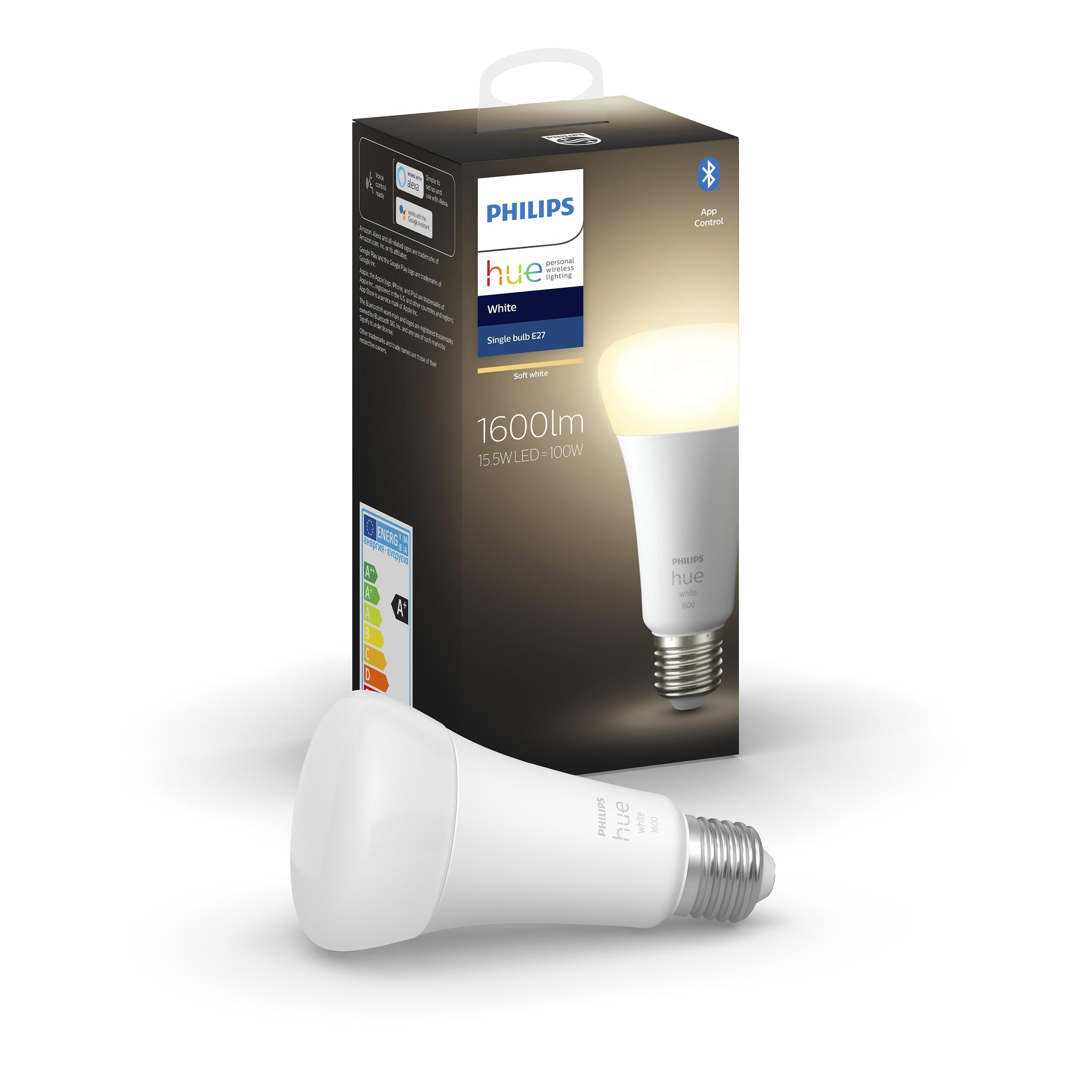 Smart cветодиодная лампа Philips Hue E27 15.5W(100W) 2700K White Bluetooth Dimm (929002334903) в интернет-магазине, главное фото