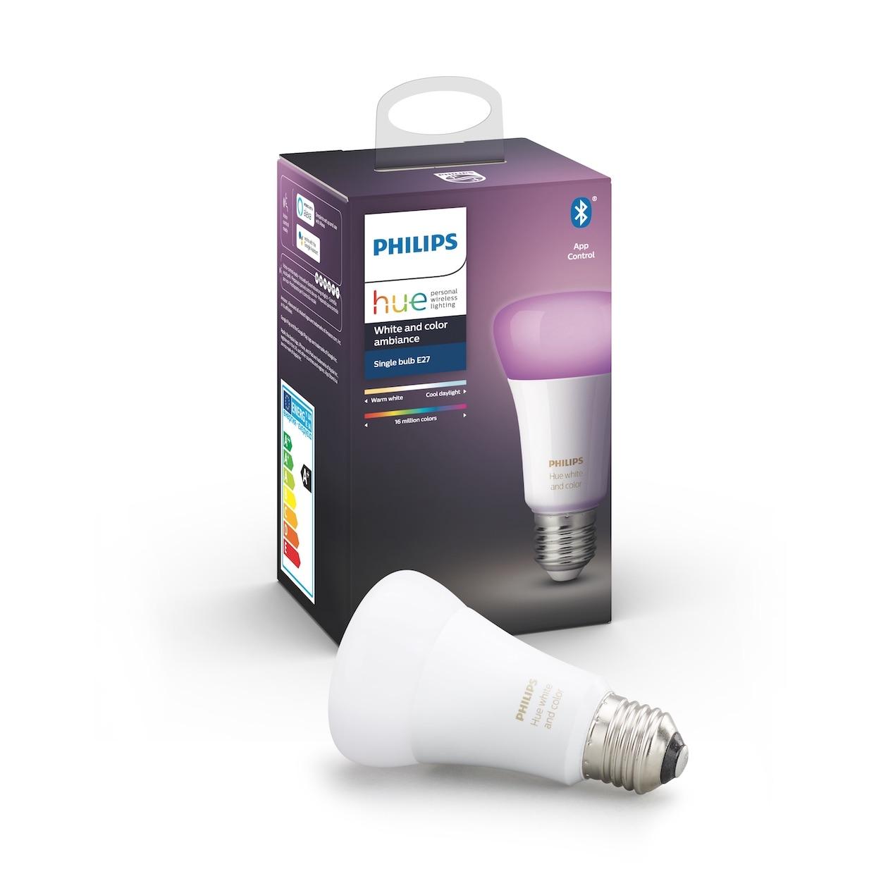 Светодиодная лампа мощностью 9 Вт Philips Led Hue Single Bulb E27 9W(60W) 2000K-6500K Color Bluetooth Dim (929002216824)