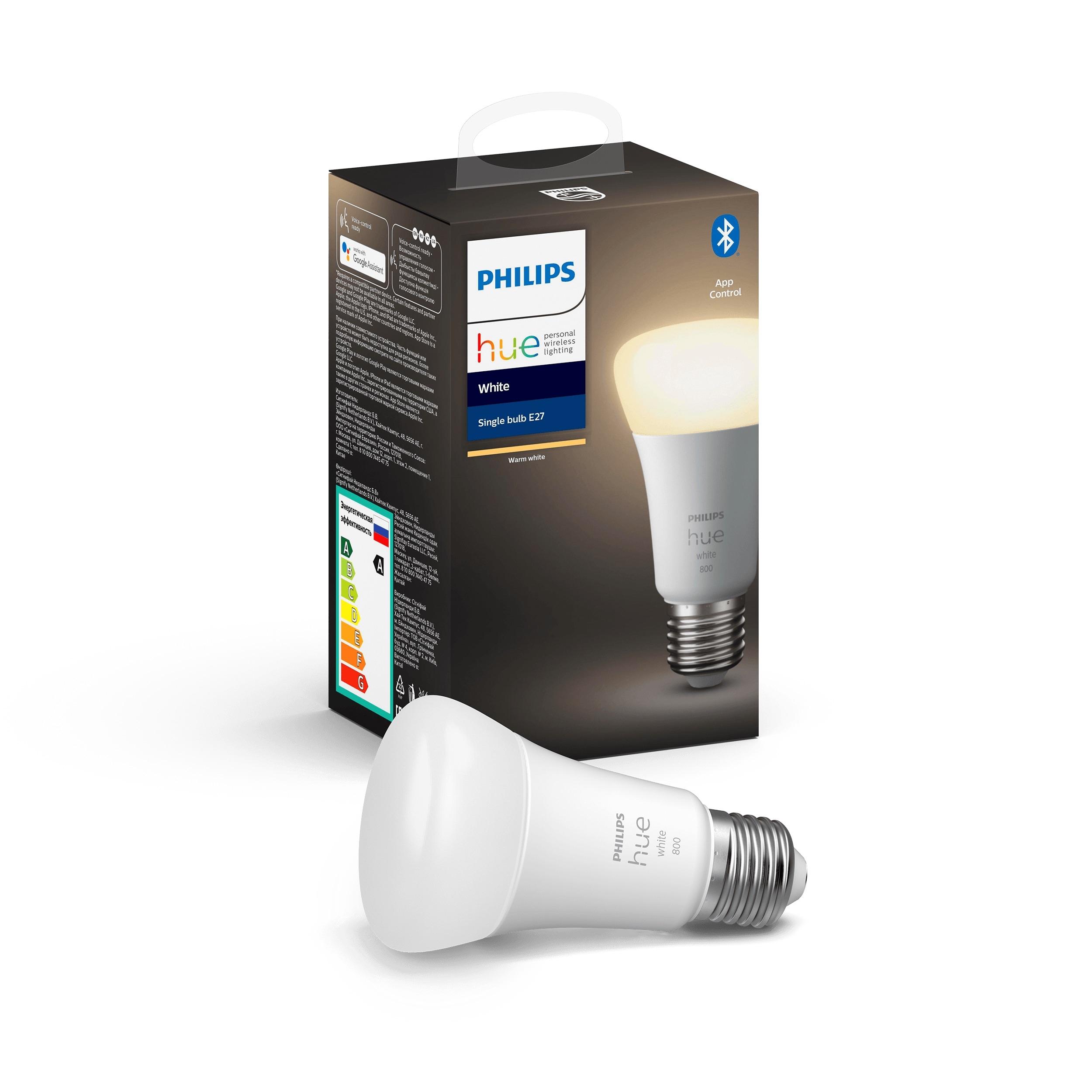 Светодиодная лампа мощностью 9 Вт Philips Led Hue Single Bulb E27 9W(60W) 2700K Bluetooth Dim (929001821618)