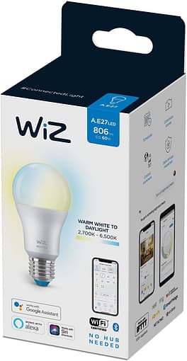 Smart cветодиодная лампа WiZ Led Smart E27 8W 806Lm A60 2700-6500K Wi-Fi (929002383502) обзор - фото 11