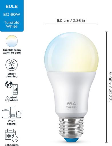 Smart cветодиодная лампа WiZ Led Smart E27 8W 806Lm A60 2700-6500K Wi-Fi (929002383502) внешний вид - фото 9